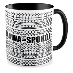 Kubek czarny UKRYTY PRZEKAZ Kawa = spokój